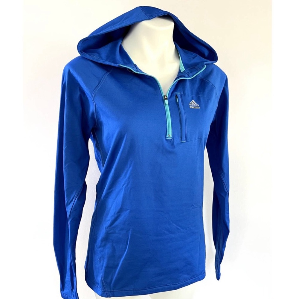 Adidas TechShift ClimaLite Runner's Pullover Hoodie Royal Blue Sz L